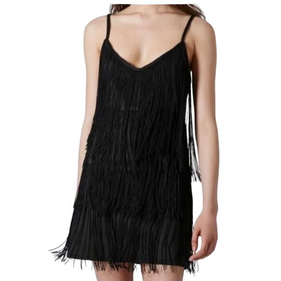 Taylor Swift Showgirl vibes black dress fringe Size XL flapper Shake it off - Picture 1 of 7